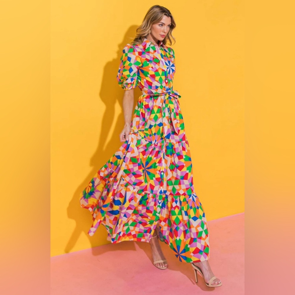 Flying Tomato Vibrant Daytime Ventures Poplin Dress, Size Large